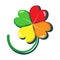 Colorful clover, bright four-leaves symbol of luck.  Creative logo and sticker.