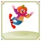 Colorful clown jumping of joy