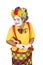 Colorful clown with ukulele