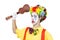 Colorful clown with ukulele