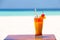 Colorful cocktail and beverage on the beach