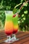 Colorful cocktail outside