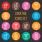 Colorful cocktail thin line vector icons set