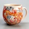 Colorful Coffee Cup With Hyperrealistic Swirled Designs