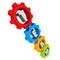 Colorful cogwheel gears with team text