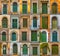 Colorful collage made of green doors from Rome