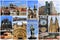 Colorful collage of most known landmarks of Prague