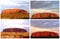 Colorful collage of Uluru Ayers Rock (Unesco) sunsets, Australia