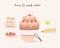 Colorful collection of baking items. How to cook a cake, vector illustration
