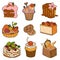 Colorful collection of sweet pastries. Cakes, cupcakes and cheesecake