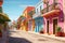 Colorful colonial architecture in a Latin