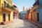 Colorful colonial architecture in a Latin