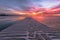 Colorful Colorado Sunrise with beautifl clouds and a fishing doc