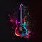 Colorful colourful abstract guitar vibrant bright colors dark background