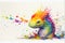 Colorful colourful baby dragon animal watercolor illustration