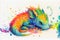 Colorful colourful baby sleeping dragon animal watercolor illustration