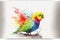 Colorful colourful budgie budgerigar bird animal watercolor illustration