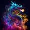 Colorful colourful Chinese magical ghost spirit style dragon roaring