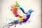 Colorful colourful dove of peace bird watercolor illustration