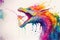 Colorful colourful dragon watercolor illustration