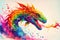 Colorful colourful dragon watercolor illustration