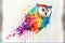 Colorful colourful Owl bird watercolor illustration