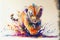 Colorful colourful tiger cub animal watercolor illustration