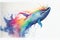 Colorful colourful whale animal watercolor illustration