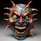 Colorful Comic Book Mask: Grotesque Carved Ceramic Art