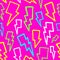 Colorful comic thunder bolts seamless vector pattern pink