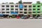 Colorful, commercial building complex in central Krabi town, Thailand