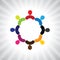 Colorful community of people as a circle- simple vector graphic