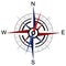 Colorful compass arrow. Raster