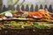 Colorful compost heap of rotting kitchen vegetables