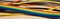 Colorful Computer Electrical Cable and Wire, Data Transfer or Internet Network. Banner, close up, selective focus