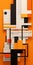 Colorful Computer Graphics In The Style Of De Stijl On Orange Background