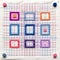 Colorful Conceptual Embroidered Quilt With 4x4 Grid