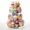 Colorful Confectionary Cascade: Cupcake Tower of Ultimate Euphoria