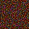 Colorful confetti on dark brown, memphis abstract seamless pattern, vector