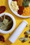 Colorful Cooking Spices On Wooden Table