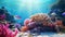 Colorful Coral Reef Underwater: Realistic Rendering Of Marine Views