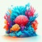 Colorful corals on a white background. 3d rendering. generative AI
