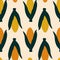 Colorful corncob hand drawn vector illustration. Sweet maize vegetable in retro style seamless pattern for kitchen textile.