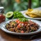 Colorful Costa Rican Gallo Pinto with Fried Plantains and Salad