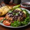 Colorful Costa Rican Gallo Pinto with Fried Plantains and Salad