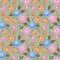 Colorful Cotton rose flowers seamless pattern.