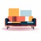 Colorful Couch Vector Icon: Minimalist 2d Illustration