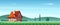 Colorful countryside landscape with a beautiful village house. Rural location. Cartoon modern vector illustration
