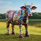 Colorful Cow: Photorealistic Renderings, Monumental Sculptures, And Folk-inspired Illustrations