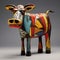 Colorful Cow Sculpture: Outsider Art 3d Inspired By Picasso